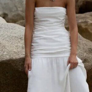 SIR Cael Linen Gathered Midi Dress - Size Small